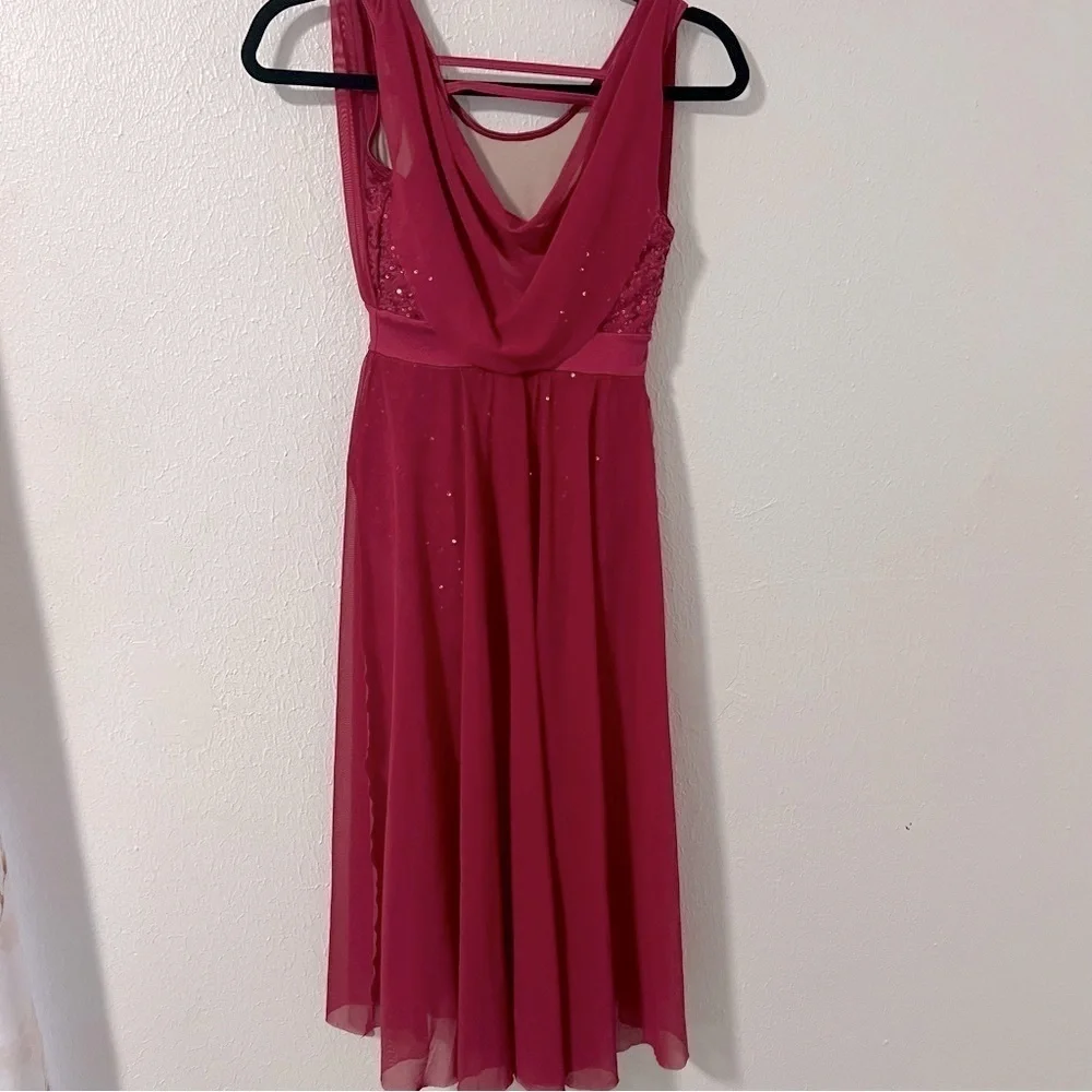 Weissman Baby Hold On LC Large (12-14) Red D13004 Sequin Performance Leotard EUC